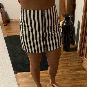 Black & White Faux Leather Mini Skirt